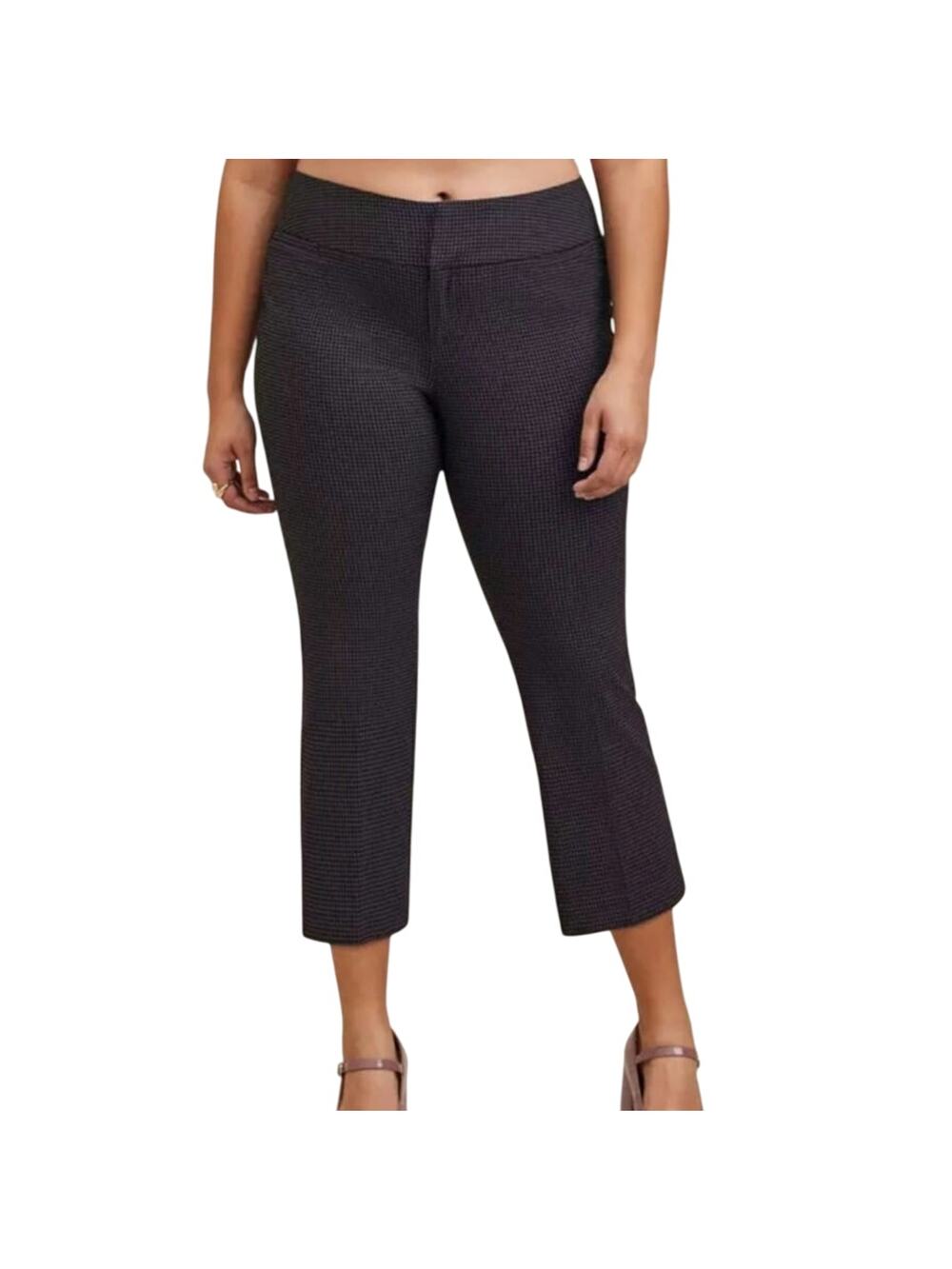 Torrid Retro Chic Houndstooth Plaid Notched Back High Rise Crop Pant